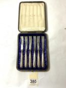 SET OF SIX HALLMARKED SILVER TEA KNIVES (CASED) 1912 BY MARTIN HALL & CO