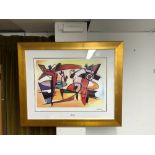 ALFRED GOCKEL SIGNED ABSTRACT PRINT IN GILT FRAME, 57 X 43CMS