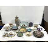 QUANTITY OF ORIENTAL CERAMICS (SOME A/F), TEA BOWLS, ENAMEL WARE ETC