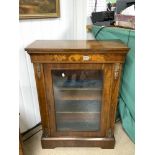 VICTORIAN MARQUETRY INLAID ROSEWOOD PIER CABINET WITH ORMOLU MOUNTS ON A PLINTH BASE AND A GLAZED