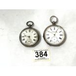 TWO HALLMARKED SILVER ENGINE-TURNED POCKET WATCHES A/F