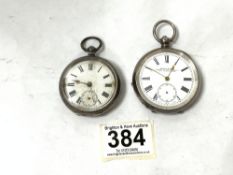 TWO HALLMARKED SILVER ENGINE-TURNED POCKET WATCHES A/F