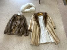 FUR COAT, FUR JACKET AND A FUR STOLL