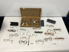 A QUANTITY OF VINTAGE SPECTACLES AND FRAMES