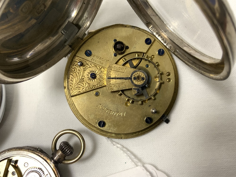 HALLMARKED SILVER POCKET WATCH (KEMP BROS BRISTOL) WITH A 925 SILVER FOB WATCH AND AN INGERSOL - Image 7 of 10