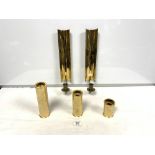 SKULTUNA SWEDEN, A PAIR OF BRASS WALL SCONCES DESIGNED BY PIERRE FORSSELL, 38CMS, AND A GRADUATING