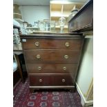 WARING AND GILLOW 1930'S MAHOGANY FOUR GRADUATING DRAWER CHEST WITH BRASS RING HANDLES, 78 X 48 X