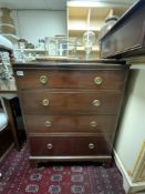 WARING AND GILLOW 1930'S MAHOGANY FOUR GRADUATING DRAWER CHEST WITH BRASS RING HANDLES, 78 X 48 X