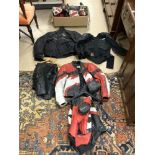 MOTORCYCLE MATCHING LEATHERS, PLUS BOOTS TO MATCH AND OTHER RELATED ITEMS