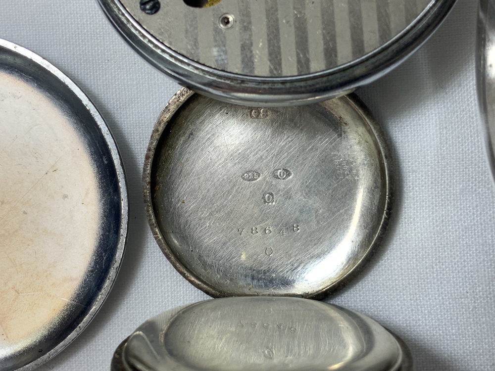 HALLMARKED SILVER POCKET WATCH (KEMP BROS BRISTOL) WITH A 925 SILVER FOB WATCH AND AN INGERSOL - Image 4 of 10