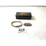 VINTAGE NORE 925 SILVER BRACELET WITH ENAMEL, ALONG WITH A 925 SILVER FILAGREE BROOCH