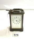 LATE 19TH CENTURY FRENCH STRIKING FOUR GLASS CARRIAGE CLOCK BY MICKALLS & KNIGHT