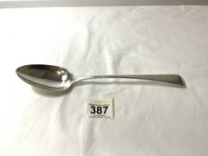 GEORGE III HALLMARKED SILVER SERVING SPOON, 29CMS BY WILLIAM BATEMAN, 104 GRAMS