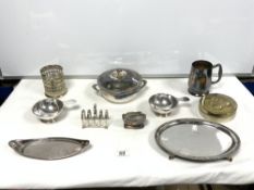 CIRCULAR-PLATED WARMING DISH WITH COVER, PLATED TANKARD AND OTHER PLATED WARES