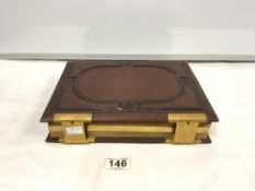 A VICTORIAN LEATHER BOUND PORTRAIT PHOTOGRAPH ALBUM WITH BRASS CLASPS