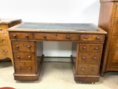 VICTORIAN MAHOGANY WRITING DESK WITH NINE DRAWERS