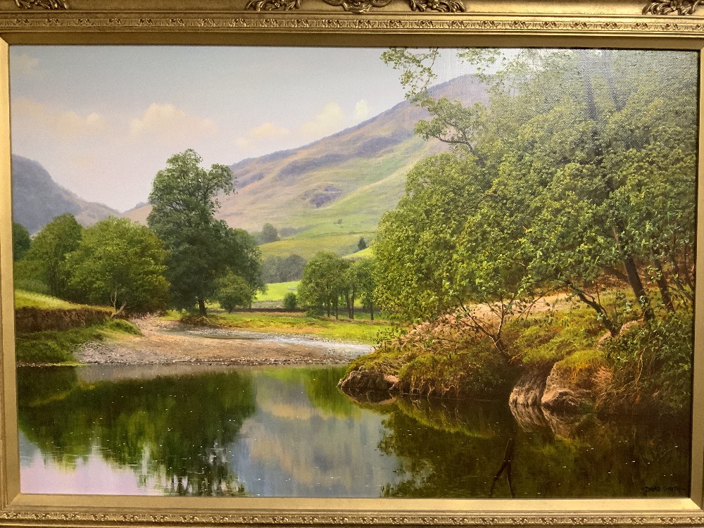 GILT FRAMED OIL - THE RIVER DERWENT LAKE DISTRICT - BY DAVID SMITH, 89 X 59CMS - Image 2 of 7