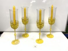 SET OF FOUR YELLOW BJORN WIINBLAD STORM LAMPS, 45CMS