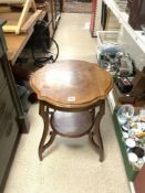 EDWARDIAN MAHOGANY-SHAPED TWO-TIER OCCASIONAL TABLE, 56 X 70CMS