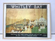 RE-PRINT WHITLEY BAY L. N. E. R TRAVEL POSTER- BY - FRED TALYOR, 60 X 46CMS