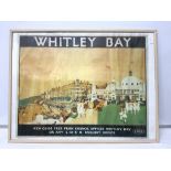 RE-PRINT WHITLEY BAY L. N. E. R TRAVEL POSTER- BY - FRED TALYOR, 60 X 46CMS