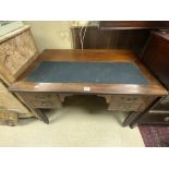 FRENCH MAHOGANY KNEEHOLE DESK WITH TURNED BOBBIN SUPPORTS AND FOUR DRAWERS, 118 X 77 X 77CMS