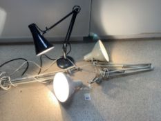 A 1960'S BLACK HERBERT TERRY DESIGN ANGLEPOISE LAMP, AND TWO OTHERS BY '1001 LAMPS'