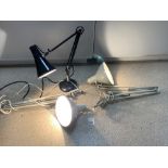 A 1960'S BLACK HERBERT TERRY DESIGN ANGLEPOISE LAMP, AND TWO OTHERS BY '1001 LAMPS'