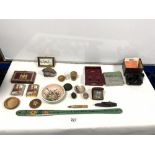 A VIEW MASTER STEREOSCOPE, MAUCHLIN WARE TREEN GLASS HOLDER - FOLKSTONE, EUROPA TRAVEL CLOCK ETC