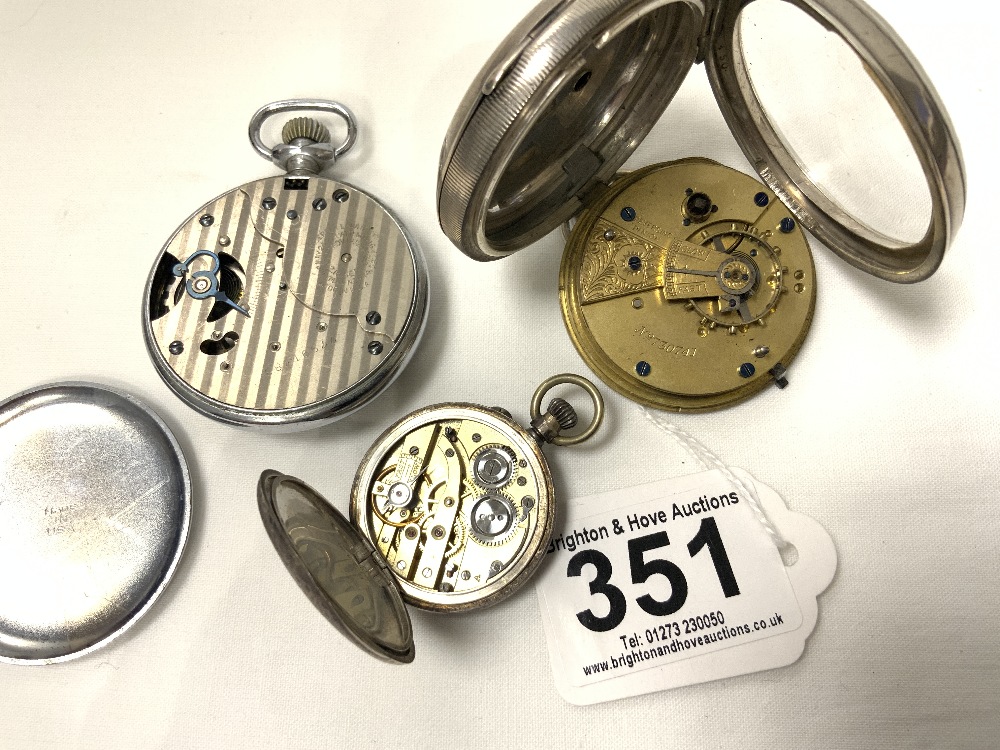HALLMARKED SILVER POCKET WATCH (KEMP BROS BRISTOL) WITH A 925 SILVER FOB WATCH AND AN INGERSOL - Image 6 of 10