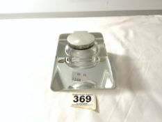 HALLMARKED SILVER AND HEAVY GLASS INKWELL BY JOHN GRINSELL AND SONS 1938