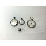 HALLMARKED SILVER POCKET WATCH (KEMP BROS BRISTOL) WITH A 925 SILVER FOB WATCH AND AN INGERSOL