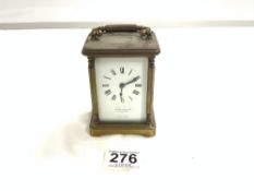 BRASS CARRIAGE CLOCK, FRENCH MADE FOR MAPPIN AND WEBB, LONDON