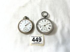 HALLMARKED SILVER ENGLISH LEVER POCKET WATCH BY JG GRAVES SHEFFIELD, WITH WHITE ENAMEL DIAL AND A