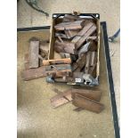 LARGE QUANTITY OF EARLY WOODEN TOOLS, PLANES, SCRIBE, AND MORE