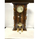 LATE VICTORIAN WALNUT CASED VIENNA REGULATOR WALL CLOCK, 46 X 83CMS