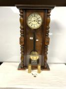 LATE VICTORIAN WALNUT CASED VIENNA REGULATOR WALL CLOCK, 46 X 83CMS