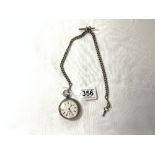 935 SILVER POCKET WATCH WITH A HALLMARKED SILVER ALBERT CHAIN