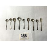 QUANTITY OF HALLMARKED SILVER MUSTARD SPOONS INCLUDES GEORGIAN SILVER