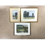 THREE FRAMED AND GLAZED WATERCOLOURS, MARIAN CLARKE, EDITH BURTLETT AND W J ROFFE, THE LARGEST 49