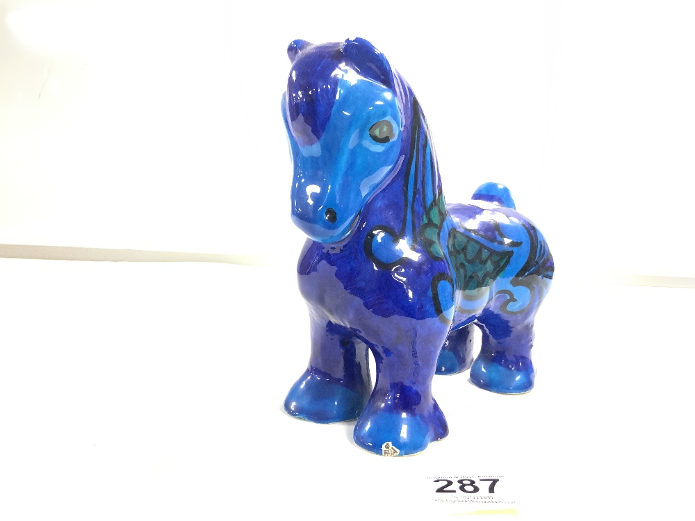 1960'S BELLIN BLUE GLAZED CERAMIC MODEL OF A HORSE, 19 X 21CMS - Image 3 of 5