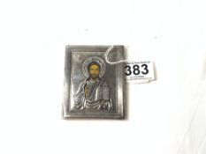 RUSSIAN SILVER ICON 1890 (NICE CLEAR MARKS), 9 X 7CMS