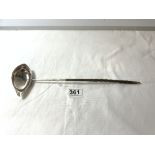 GEORGE III HALLMARKED SILVER OVAL PUNCH LADLE WITH REEDED BORDER AND TURNED HORN HANDLE, 37CMS,