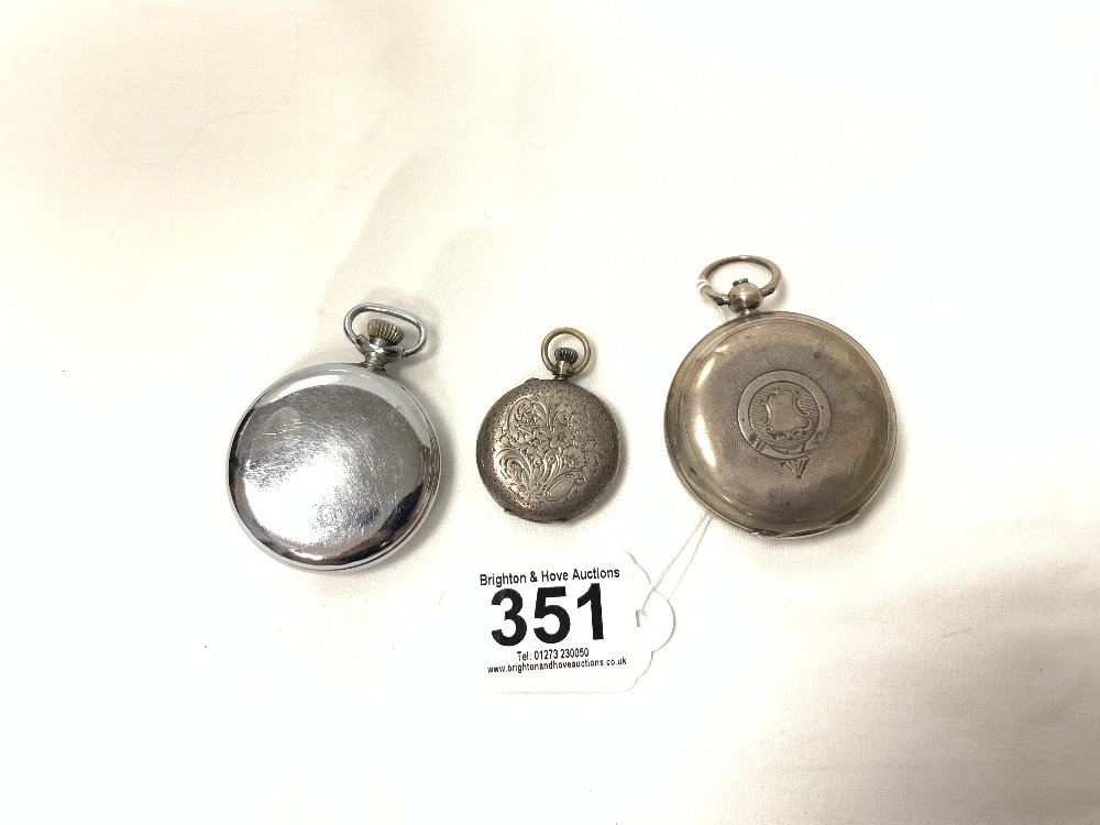 HALLMARKED SILVER POCKET WATCH (KEMP BROS BRISTOL) WITH A 925 SILVER FOB WATCH AND AN INGERSOL - Image 10 of 10