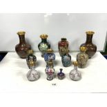 THREE PAIRS OF 20TH CENTURY CLOISONNE VASES, THE TALLEST 26CMS, AND SIX SINGLE CLOISONNE VASES