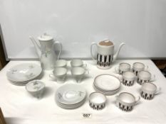 SUSIE COOPER - CORINTHIAN PATTERN FOURTEEN-PIECE COFFEE SET, AND A ROSENTHALL FLORAL PATTERN