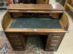 LATE VICTORIAN OAK ROLL TOP DESK, 120 X 68 X 102CMS