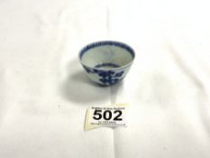 CHINESE NAN KING CARGO BLUE AND WHITE TEA BOWL, 6.5CMS DIA