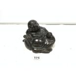 A 20TH CENTURY HEAVY BRONZE FIGURE OF A BUDDHA AND CHILD