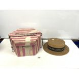 TRESS & CO LONDON VINTAGE STRAW BOATER HAT FROM - A THRUSSELL MIDLAND ARCADE BIRMINGHAM IN A HARRODS